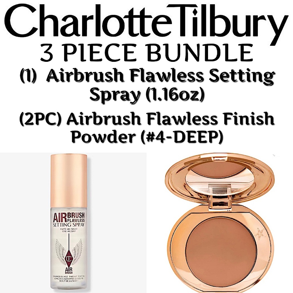Charlotte Tilbury - 3PC Bundle -Airbrush Flawless Setting Powder & Spray (New)
